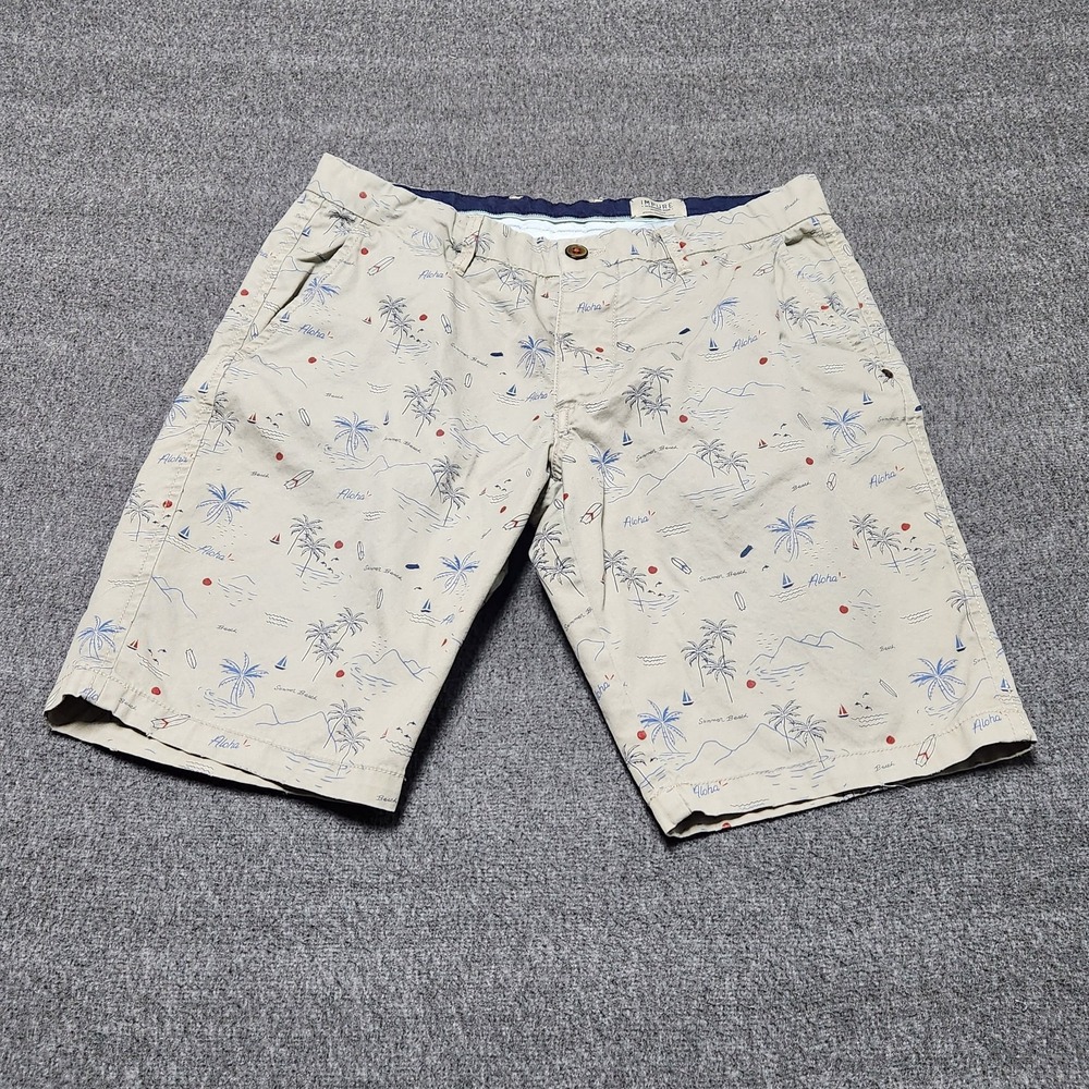 IMPURE‎ Mens Aloha Tropical Print Comfort Fit Chino Shorts Size 34